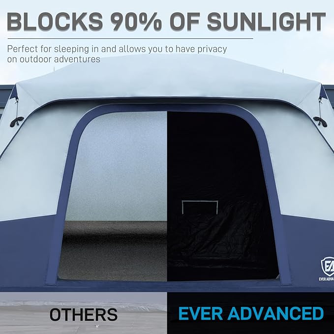 EVER ADVANCED Carpa Camping 10 Personas Blackout Anti Luz miniatura 2