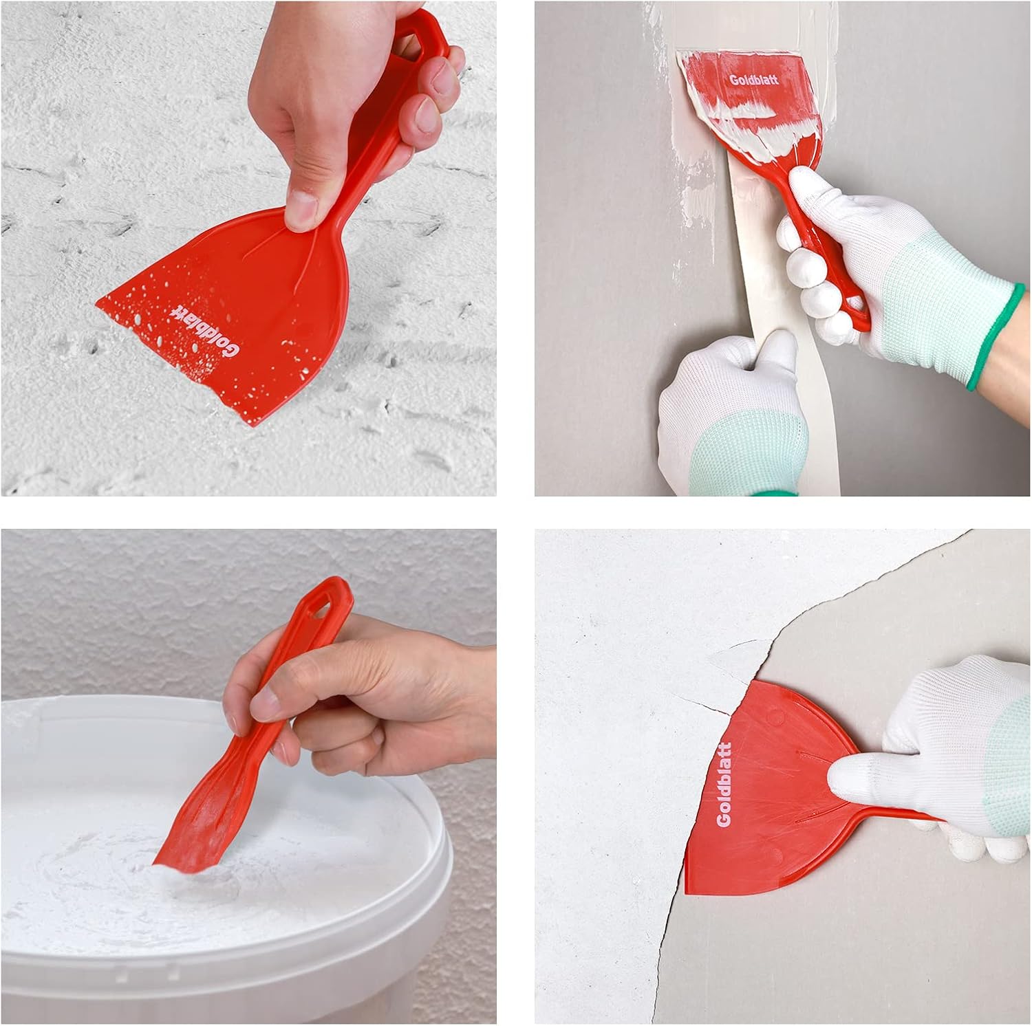 Goldblatt 17 Pieces Drywall Repair Kit - Plastic Putty Knife Set & 2/4/6/8 Inch Wall Repair Patches, Self Adhesive Fiberglass Aluminum Mesh, Drywall Wall Patch Repair Kit for Home Fix Wall Hole - - 