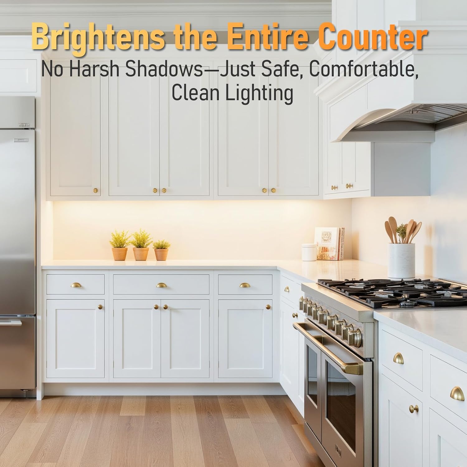 TORCHSTAR Ultra-Slim LED Under Cabinet Lighting Fits 24 Inch Cabinets, 5CCT 16W 1200LM, Hardwired & Plug-in, 120V CRI90 Linkable Dimmable Thin Under Counter Lights for Kitchen, ETL T24, Pack of 2