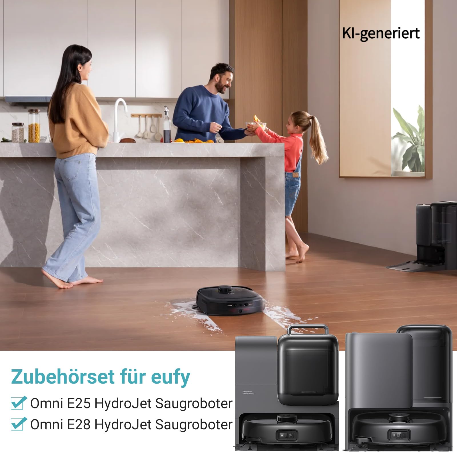 Set di 26 pezzi di ricambio per eufy E25 Omni: 1 paio di spazzole principali, 2 panni per scooter, 4 filtri lato destro, 6 spazzole laterali, 6 sacchetti per la polvere, 6 pietre profumate, 1