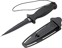 Vista 1 de JBL Spearguns The Shiv X - Cuchillo de buceo para apnea, pesca submarina, buceo, mango de goma antideslizante, acero inoxidable, funda moldeada