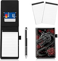 Vista 16 de Juego de 4 soportes para bloc de notas de tamaño de bolsillo, de piel sintética, mini bloc de notas con 2 bloc de notas pequeños y lápiz capacitivo