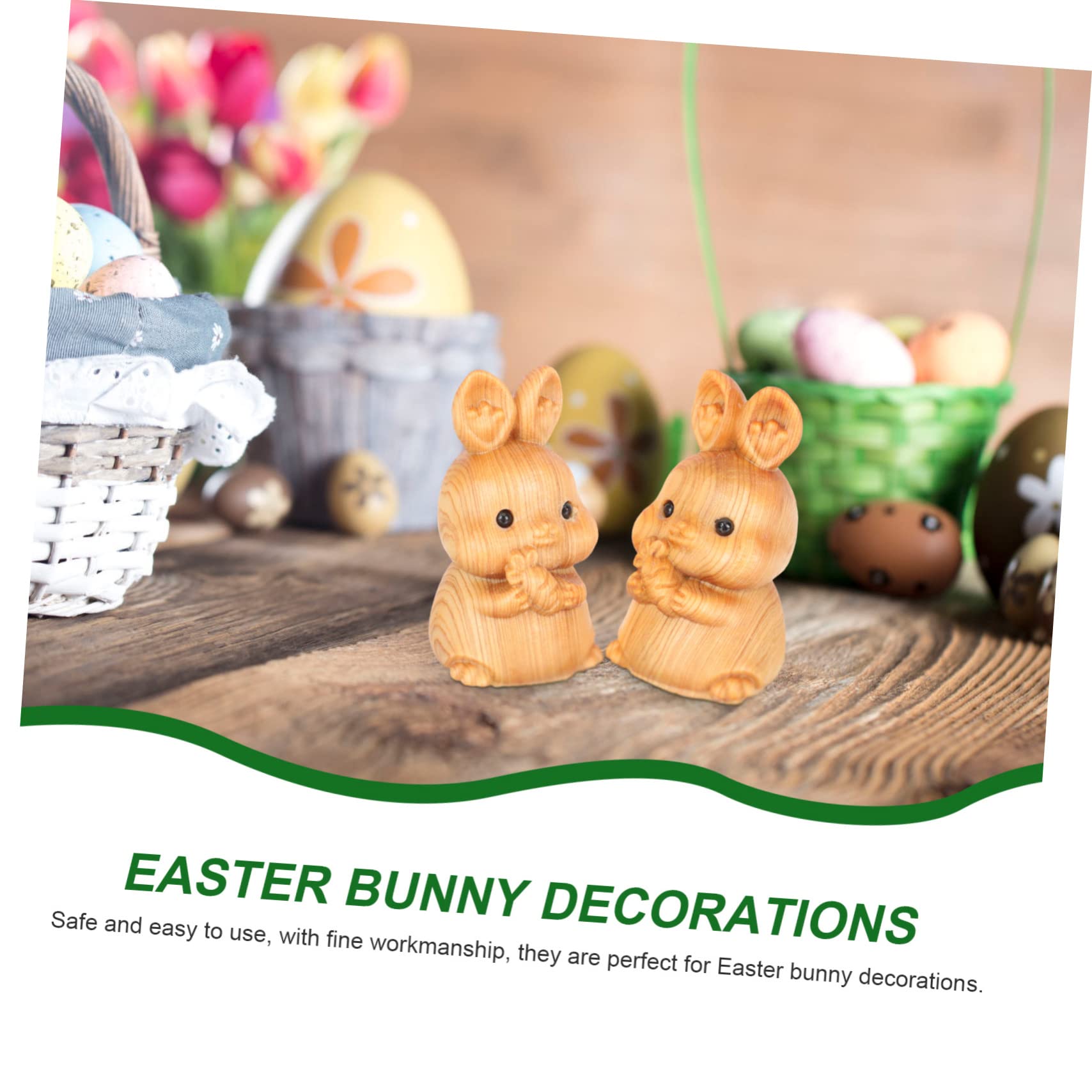 ABOOFAN 8 STK Kaninchen aus Holz Osterhasen-Statue süße Hasenfigur Hasen Easter Bunny Frühlingsdeko Auto Zubehör Hasenfigur Kaninchen schmücken Feder Geschenkkorb China