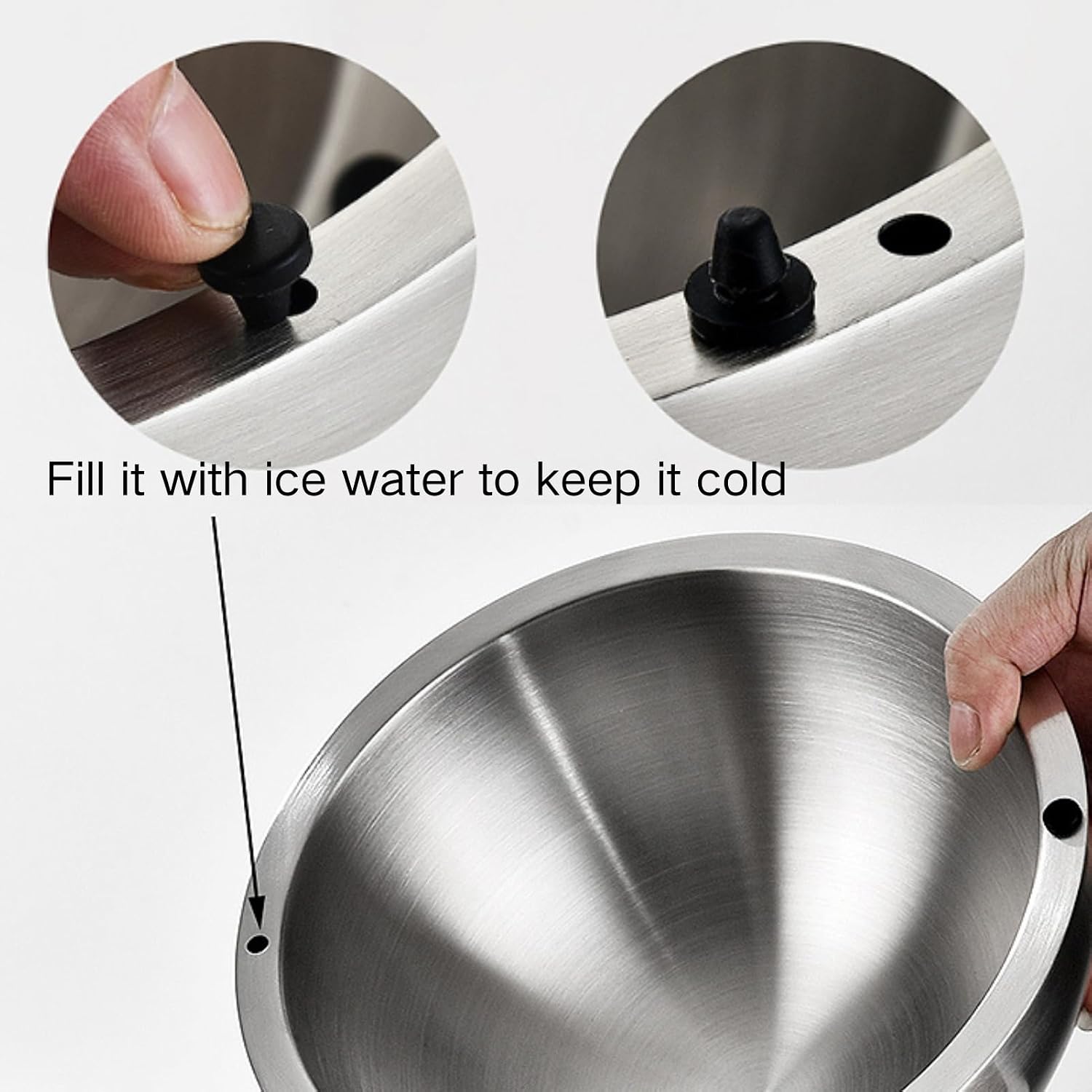 50oz Dip Chiller Bowl Double Walled Insulated Ice Serving Bowl, 9.4 Inch Frozen Ice 304 Stainless Steel Dip Dish Platter for Salsa Guacamole