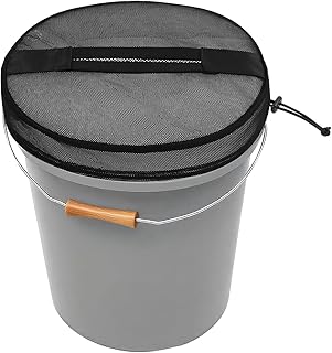 5 Gallon Bucket Lid Boat Trash Can Cover Converter with Mesh Opening for Fishing Bucket, Bait Bucket or Trash Can, Fishing & Boating, Multi-Purpose Adjustable Mesh Design - 1pack Black