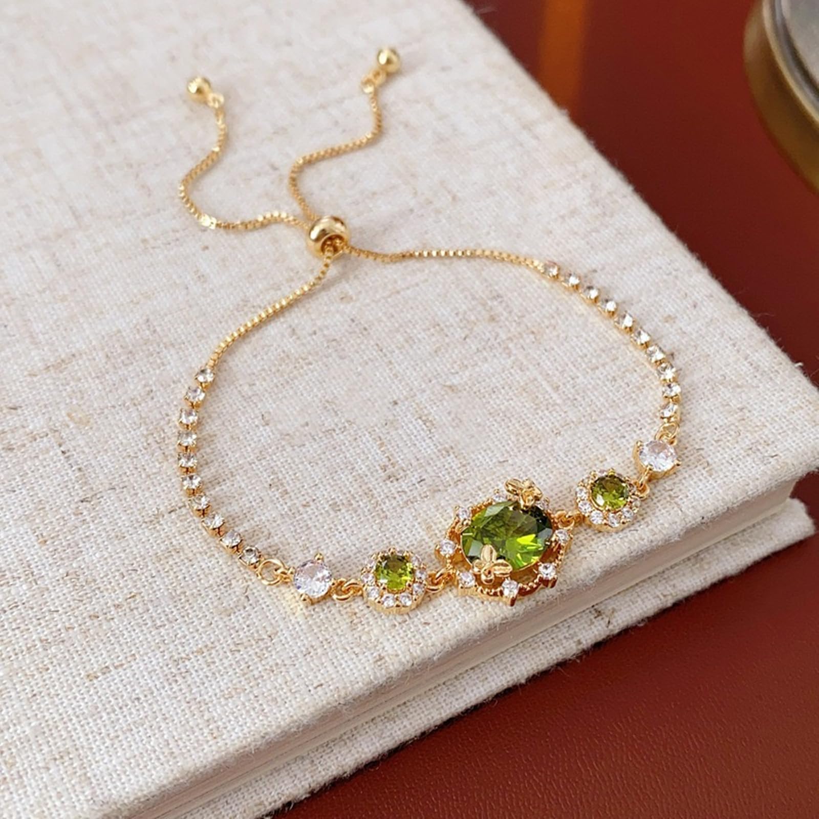 Bracciali da Donna Bracciale Zircone Colorato alla Moda per Donne retrò Bracciale Rotondo Colorato di Lusso-Verde Oliva