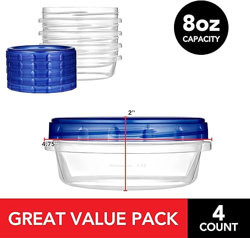 Miniatura 10 de Stock Your Home Recipientes de plástico de 4 onzas con tapas giratorias (paquete de 6), recipientes pequeños para congelador de 12 taza para