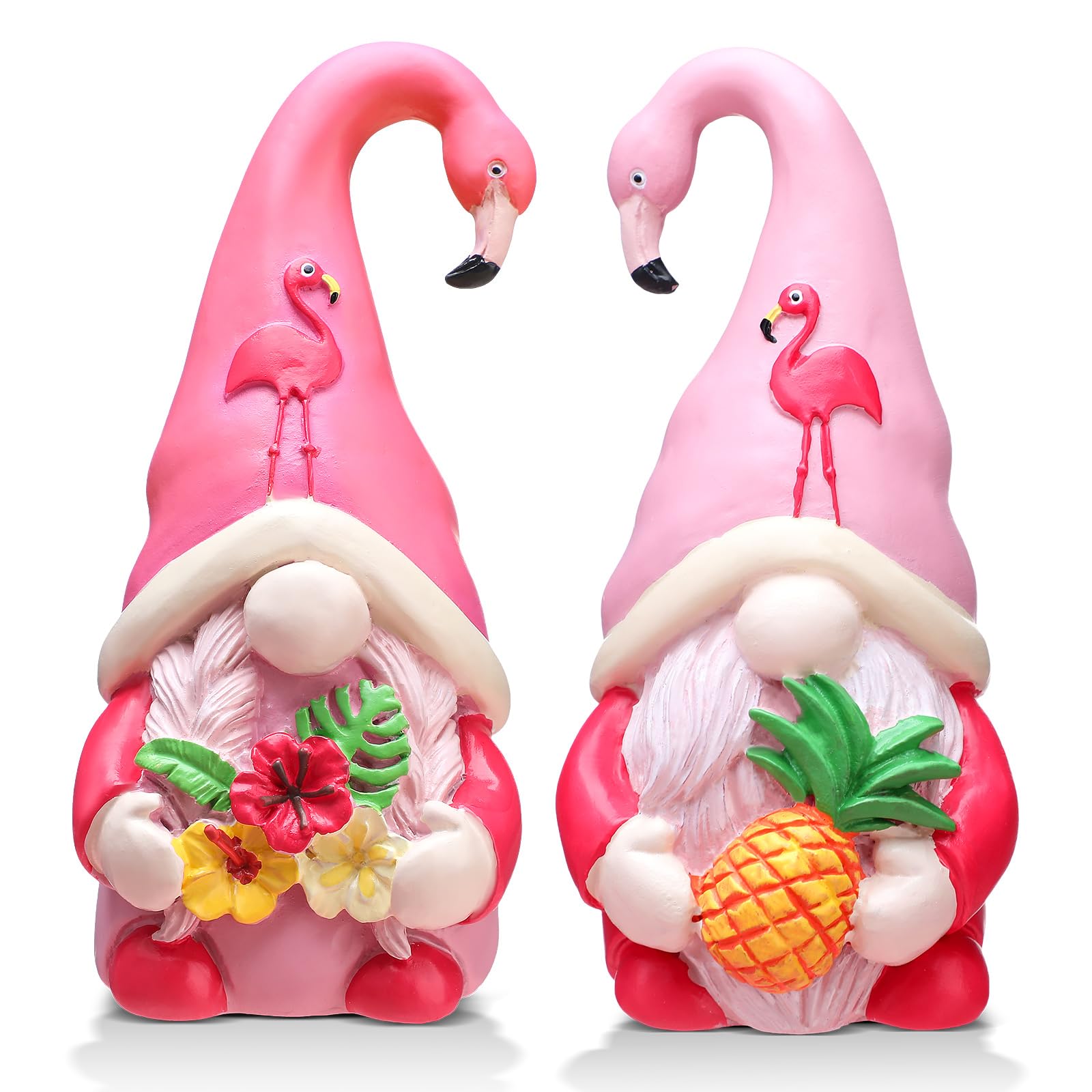 Shappy 2 Pcs Flamingo Gnomes Decor Summer Gnomes Decor Beach Tropical Tiered Tray Kitchen Table Home Decoration Small Statue Flamingo Lovers Gifts