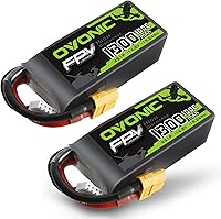 Vista 1 de OVONIC 4s Lipo Battery 100C 1300mAh 14.8V Lipo Batería con conector XT60 para RC FPV Racing Drone Quadcopter (2 paquetes)