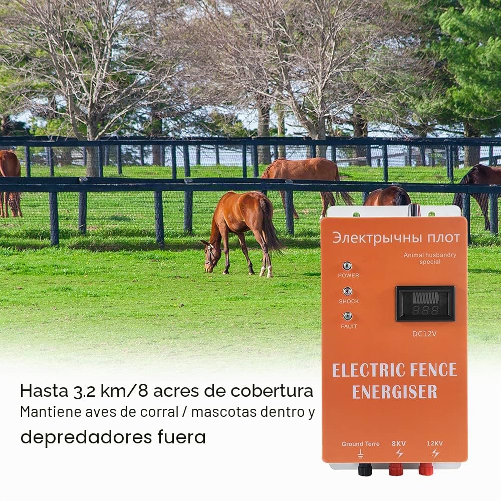 Cercado Pastor Electrico para Caballos, Cerca Eléctrica para Perros, Pastor Electrico Solar de Alto Voltaje Seguro, Granja de animales Cerca Eléctrica Pastores Electricos