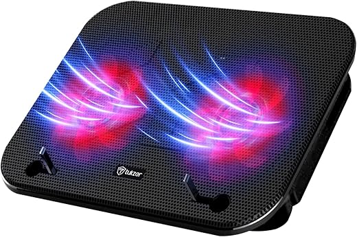 Tukzer Laptop Cooling Pad Stand Riser, Portable Slim Quiet USB Powered Gaming Cooler Chill Mat| 2-Red-LED Fans| USB Powered| 2-Viewing Angles…