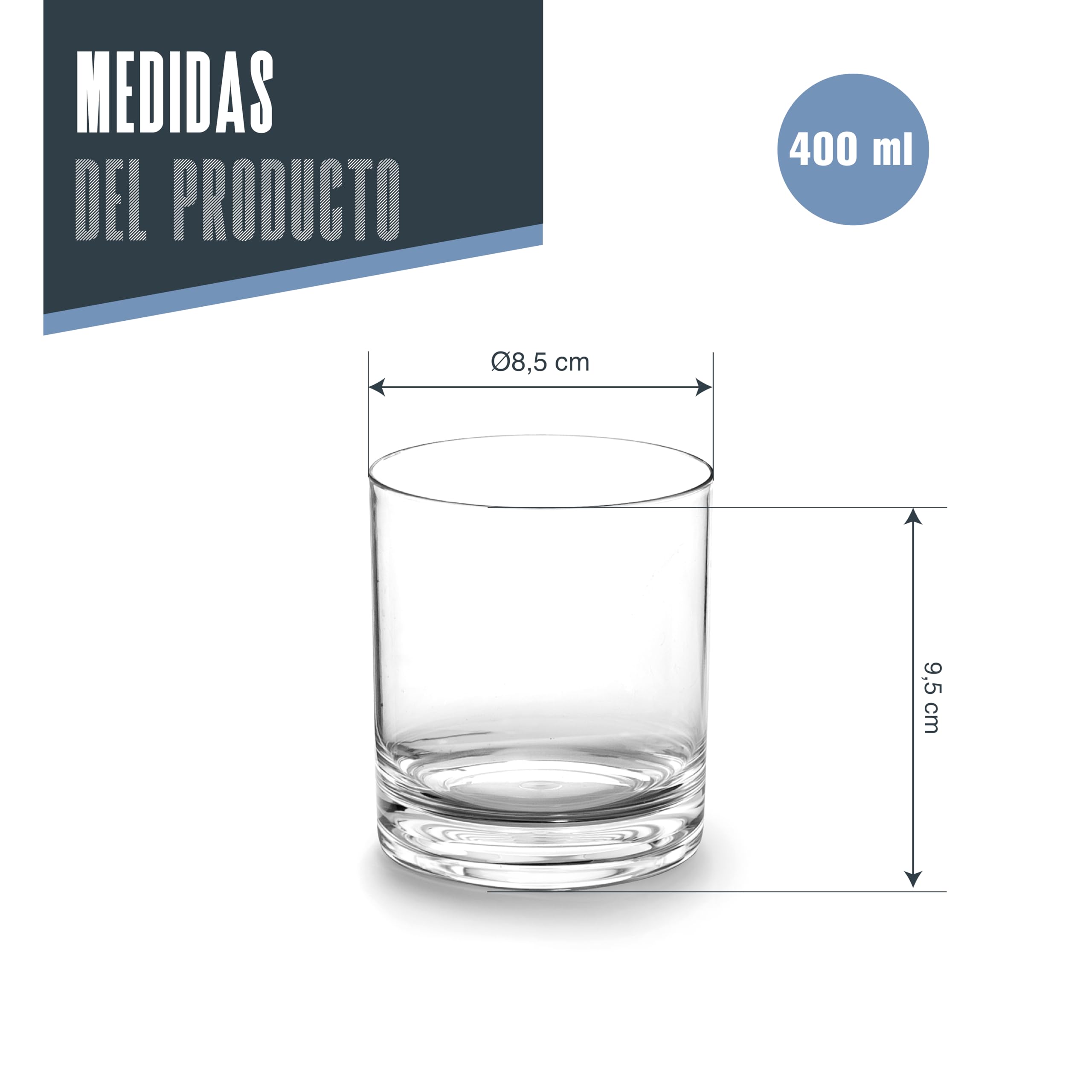 LACOR - 63141 - Set 6 vasos de Whisky, Tritán, Libre de BPA, 400 ml, Aptos para lavavajillas, Reutilizables, Versátiles