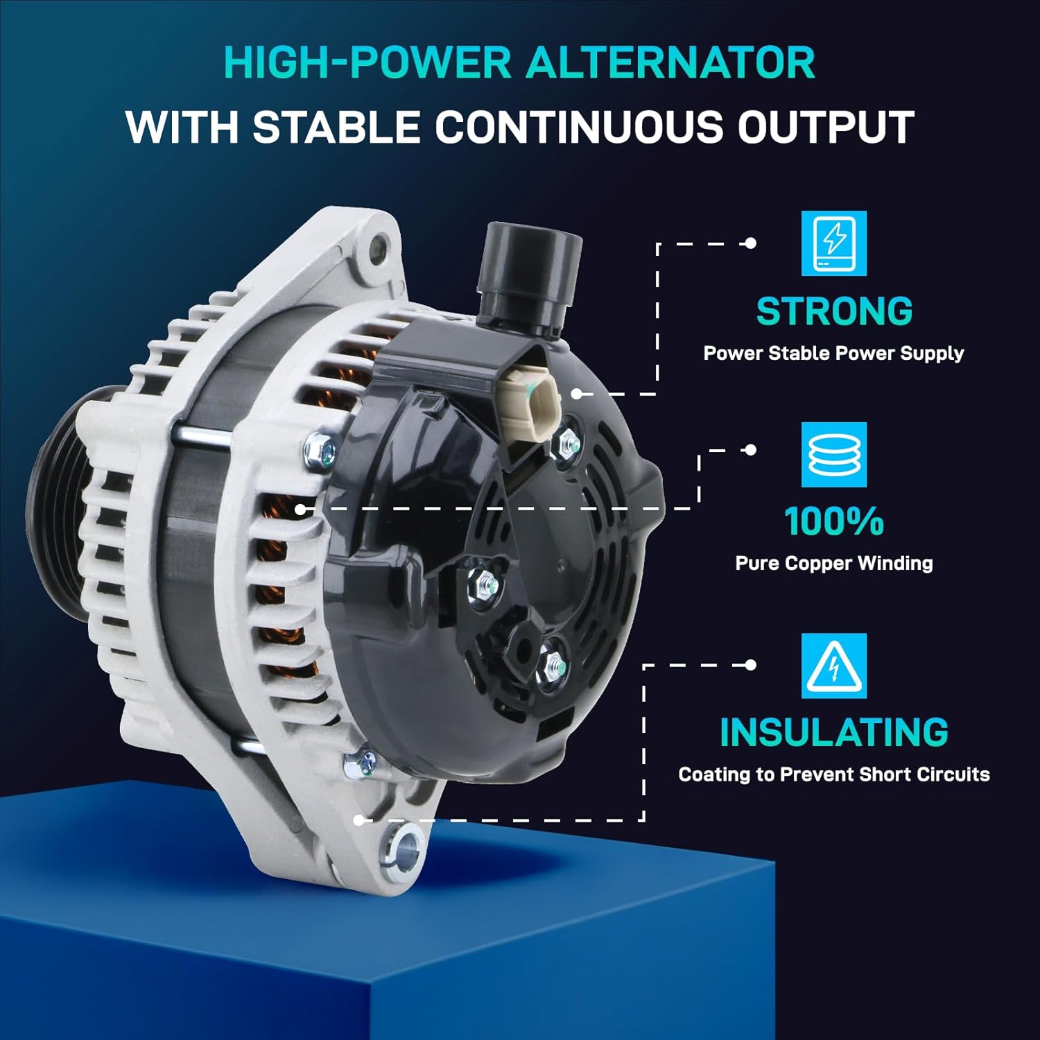 11573N New Alternator Compatible with Honda Odyssey 2011 2012 2013, Pilot 2012 2013 2014 2015, Ridgeline 2012 2013 2014 V6 3.5L Replace CSJ24 9764219-124 104210-1240 31100-RV0-A01