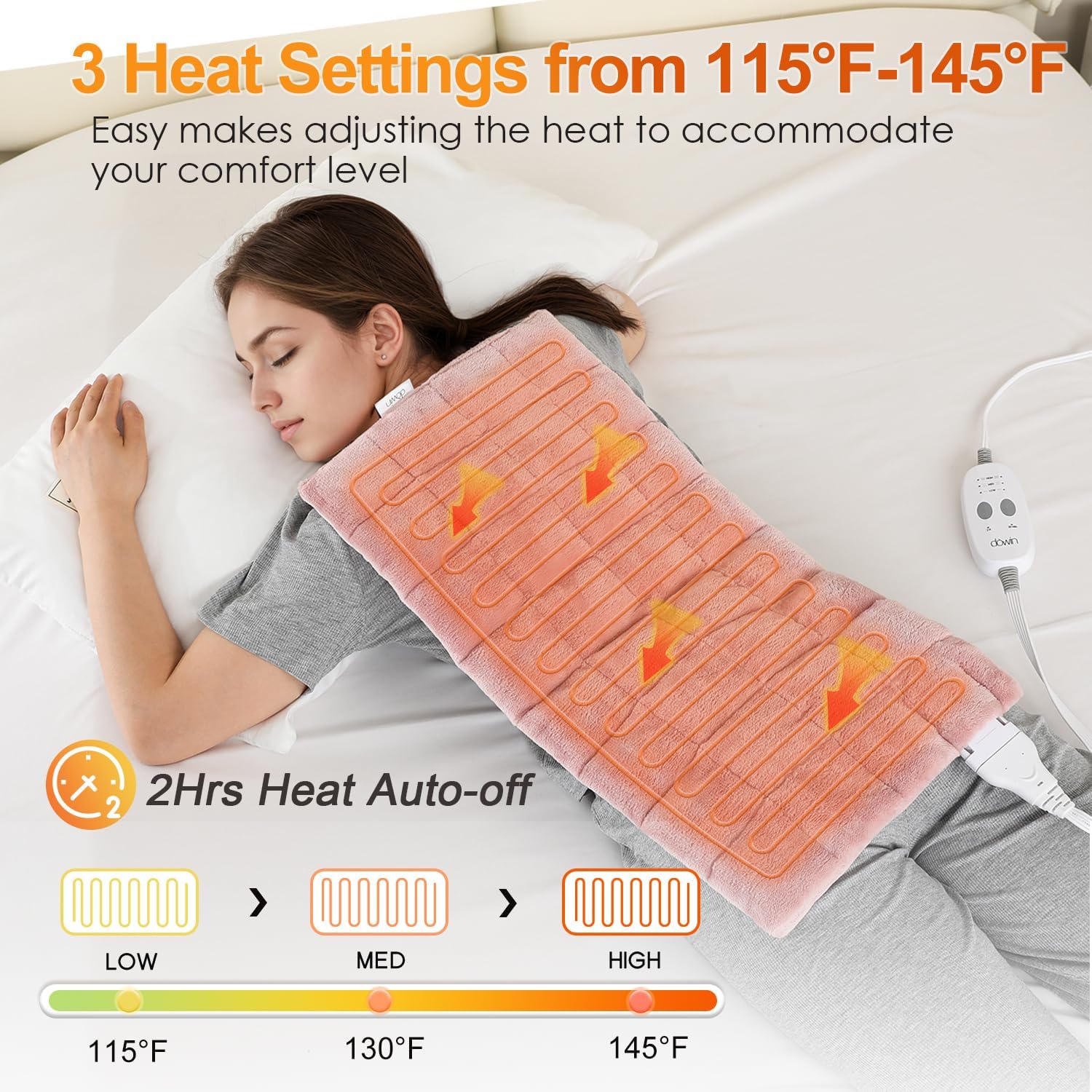 Massaging Heating Pad for Back Pain Relief,12"x24" Weighted Heating Pads for Neck/Shoulder/Leg with Massager 2.86Lbs,3 Heat Levels,3 Vibration Settings,(Pink)