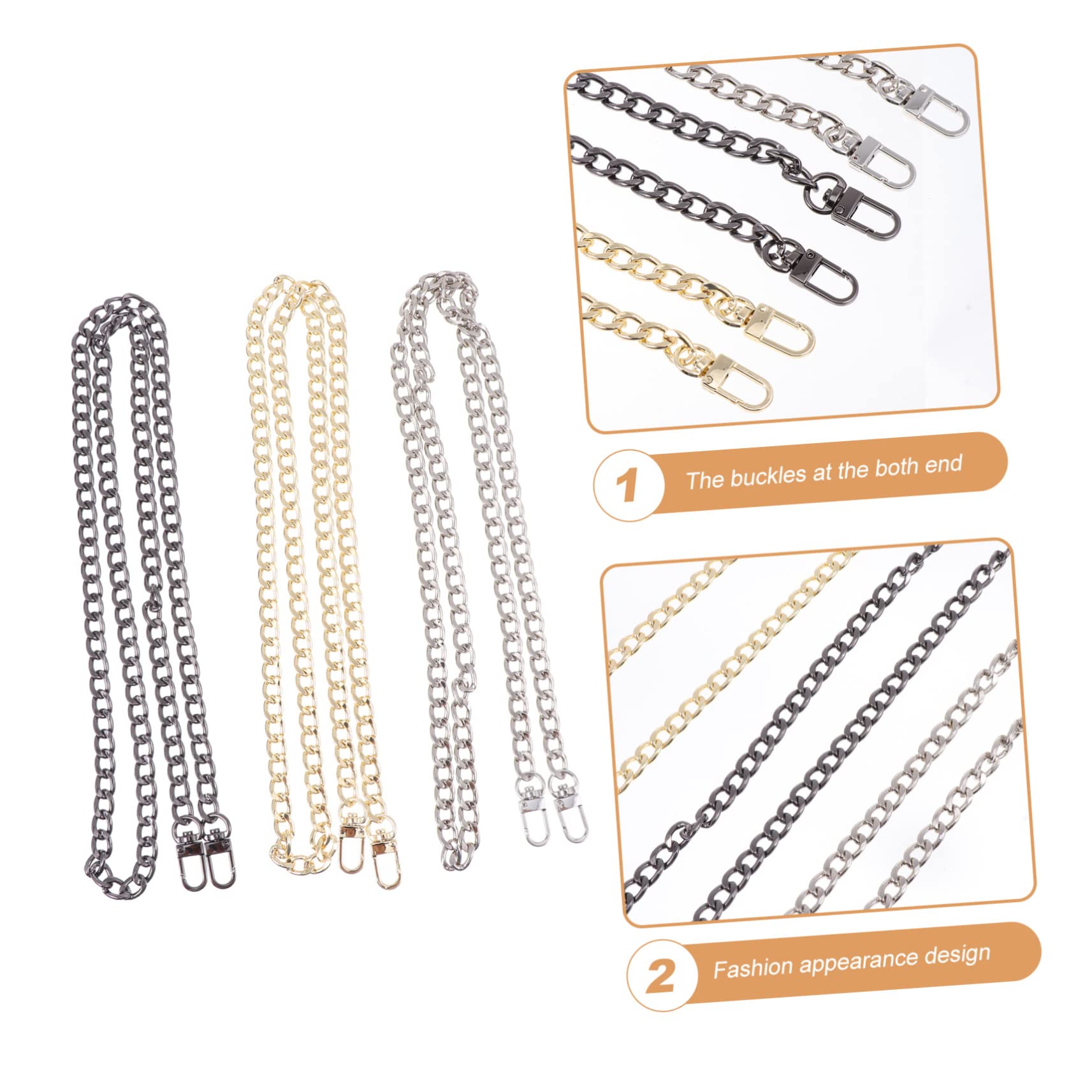 Exquisita Cadena de Metal para Bolso 3 Piezas de Repuesto Cadena de Aluminio para Bolsos Extensor de Monedero Cierres de Cadena Elegantes