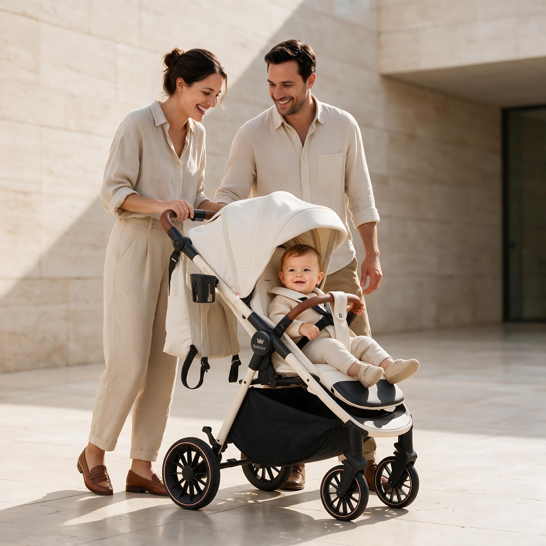 Babylux Passeggino Leggero da Viaggio ROMBO con Funzione Reclinabile, Onyx | Passeggino Pieghevole, Manubrio Telescopico, Ripiegabile In Modo Compatto, Borsa Per Pannolini E Viaggio E Altri Accessori
