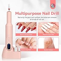 Vista 7 de SAVILAND Taladro de uñas eléctrico profesional: 20000 rpm, taladro de uñas Efile, lima de uñas rosa Protable con base para moler y pulir uñas, gel