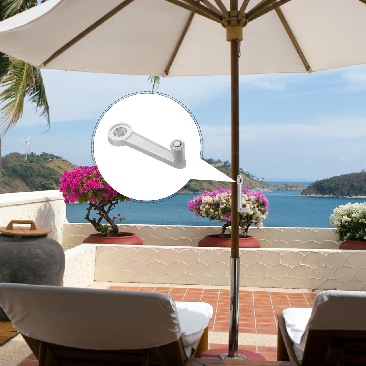 INOOMP Manivelle De Parasol Terrasse Accessoire De Remplacement Durable Pour Parasol D'Extérieur Banane Installation Facile Pour Jardin Plage Et Camping