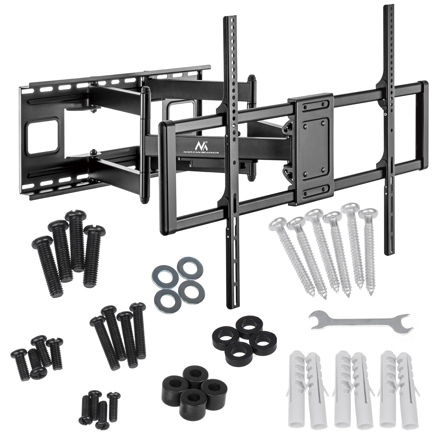 Maclean MC-482 TV Wandhalterung für 60-120" Flach & Curved Fernseher bis zu 120kg Max. VESA 900x600 Schwenkbar, Neigbar und Drehbar, Universal TV Halterung