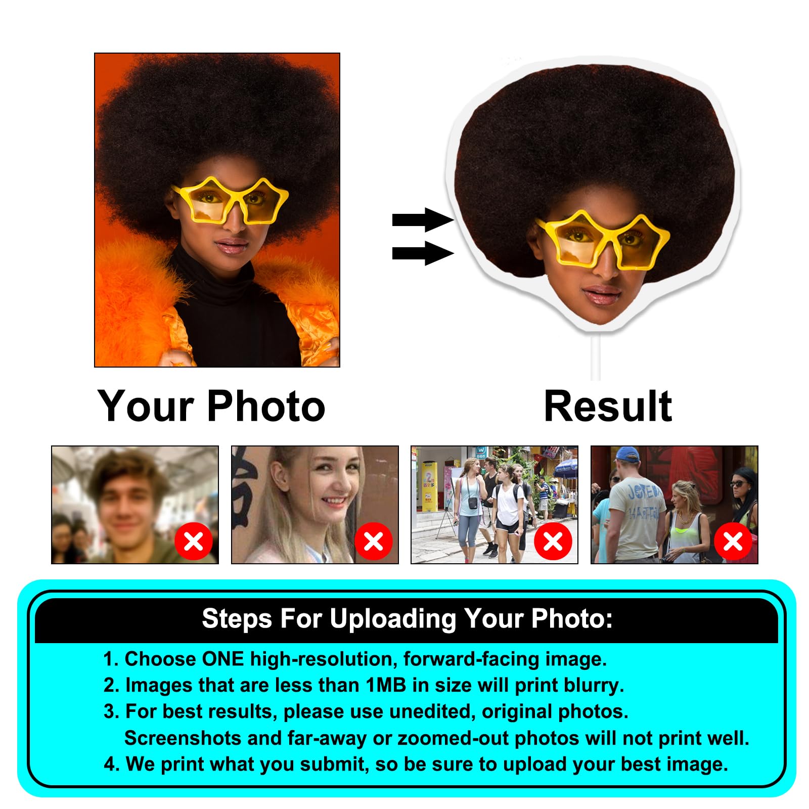 Sagome di teste su bastoncino, divertenti sagome di volti, sagome fotografiche personalizzate, sagome di cartone personalizzate per tifosi, Fatheads personalizzabili per feste, compleanni, matrimoni