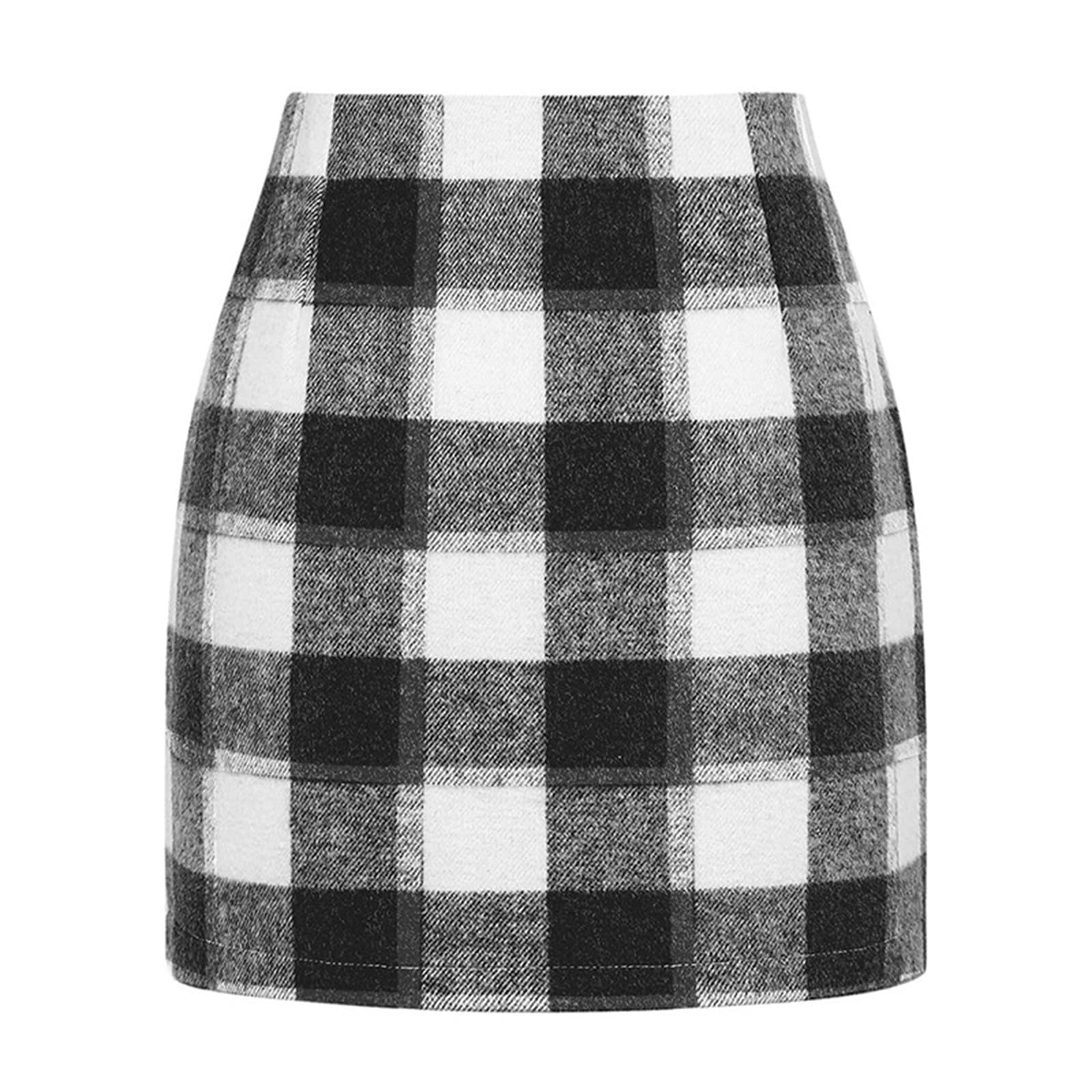 Plaid Skirts for Women High Waist A Line Pencil Fall Skirts Elegant Bodycon Mini Skirt Trendy Winter Short