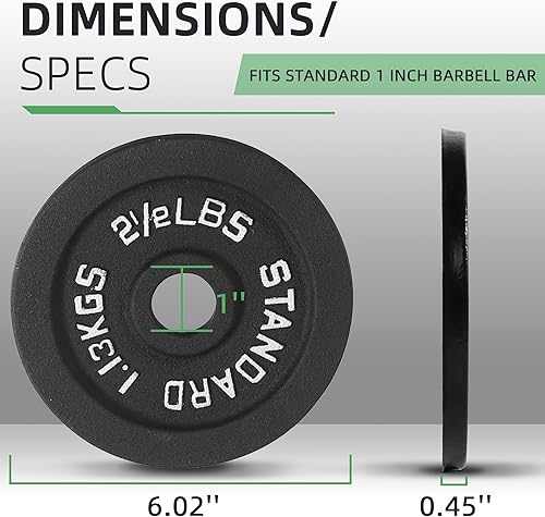Miniatura 2 de Fitvids Placa de pesas estándar de hierro fundido de 1 pulgada para entrenamiento de fuerza y levantamiento de pesas, varios pesos disponibles