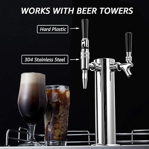 Miniatura 4 de Nitro Tap Stout Grifo, todo acero inoxidable Nitrógeno Draft Beer Tower Cold Brew Nitro Kegerator Draught Keg Tap con mango de grifo de cerveza