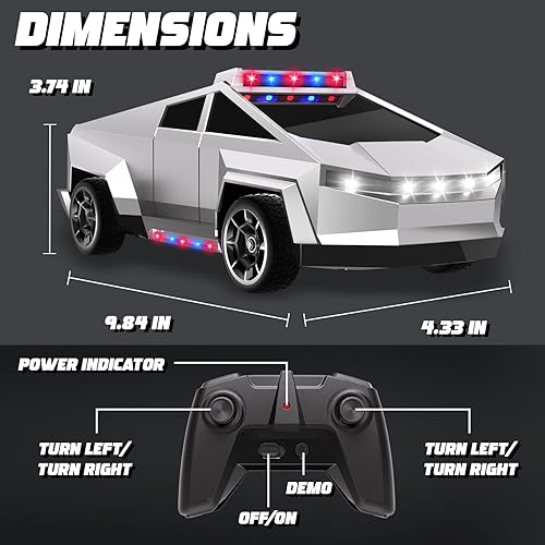 Miniatura 6 de Juguetes de coche a control remoto, camiones RC 122 de juguete para niños, auto RC con luz y espacio de carga, juguetes de vehículo eléctrico 4WD,