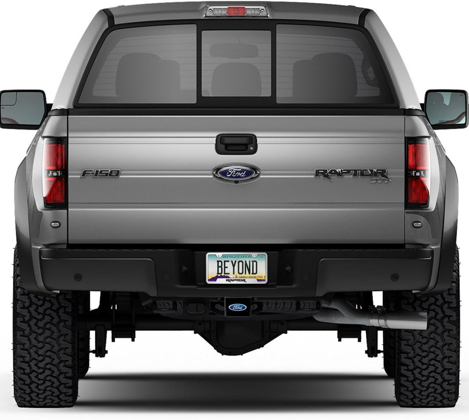 iPick Image, Compatible with - Ford Logo UV Graphic Black Metal Face-Plate on ABS Plastic 2 inch Tow Hitch Cover