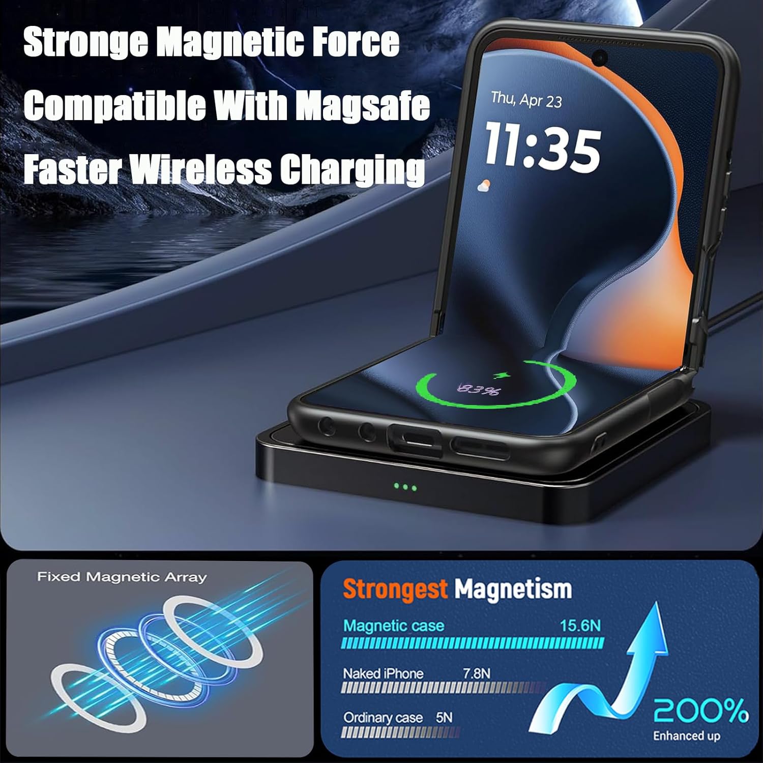 AFENGBOX for Motorola Razr 2025 Magnetic Case,Moto Razr 2025 Phone Case Compatible with Magsafe,Slim Thin Shockproof Protective Cover with Screen Protector for Motorola Razr 2025,Dark Blue - Image 4