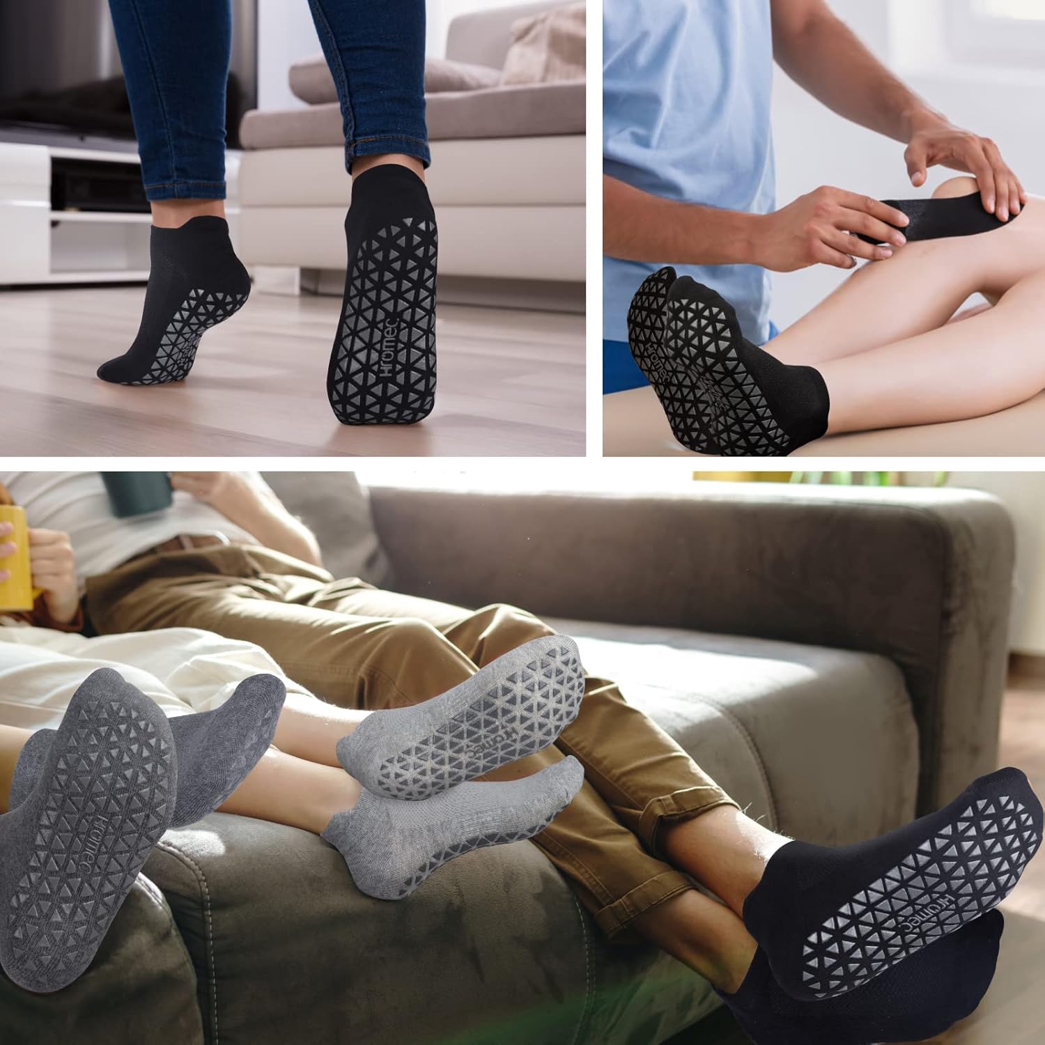 Non Slip Yoga Socks with Grips for Pilates, Ballet, Barre, Barefoot, Hospital Anti Skid Socks for Women and Men - Image 2