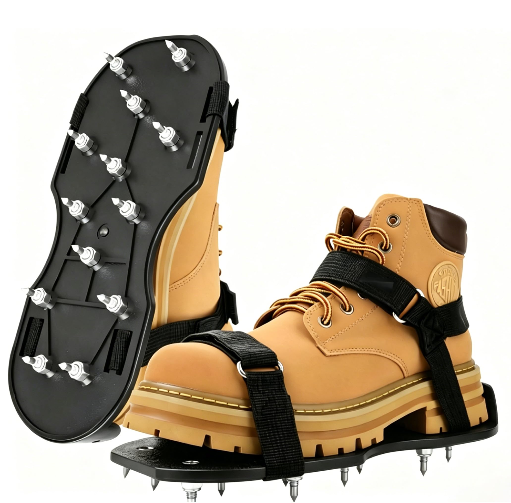 FIETODK Gunite Spiked Shoes for Epoxy Floor, Fully Assembled Epoxy Shoes with 3/4" Short Spikes Perfect for Epoxy Garage Floors,Overlays, Cover Installation,Black(Large)-image-44