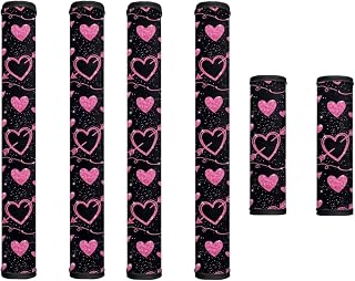 Refrigerator Door Handle Covers Set of 6 Kitchen Electrical Appliances Handle Protector Anti-Slip Fridge Microwave Oven Home Accessories, Heart-Shaped Print Pink Black