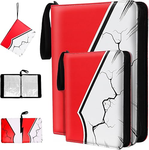 Carpeta de tarjetas con mangas, 9 bolsillos, 900 bolsillos con 50 fundas extraíbles y 4 bolsillos con 12 fundas extraíbles, puede contener 96