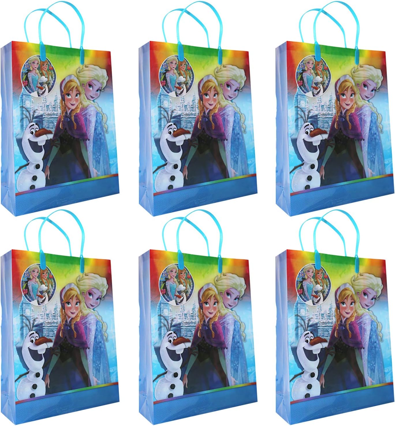 Qemsele Party Bags 6pcs, Kids Birthday Party Bag Give Aways Supplies Gift Pouch Favor Goodie Handbag Reusable Bags for Children Boys Girls Toddlers Gift Bag fillers (Frozen)