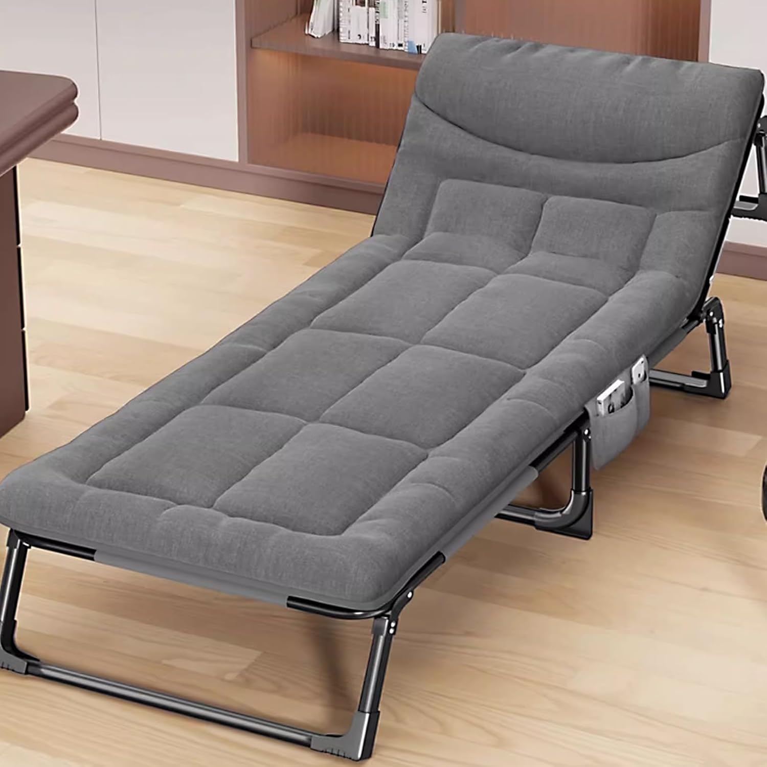 Foldable Bed for Adults, No Installation Required, 4 Adjustable Head Positions, 300kg Capacity, Ideal for Living Room & Office Use, Compact & Portable (180x30x66cm)
