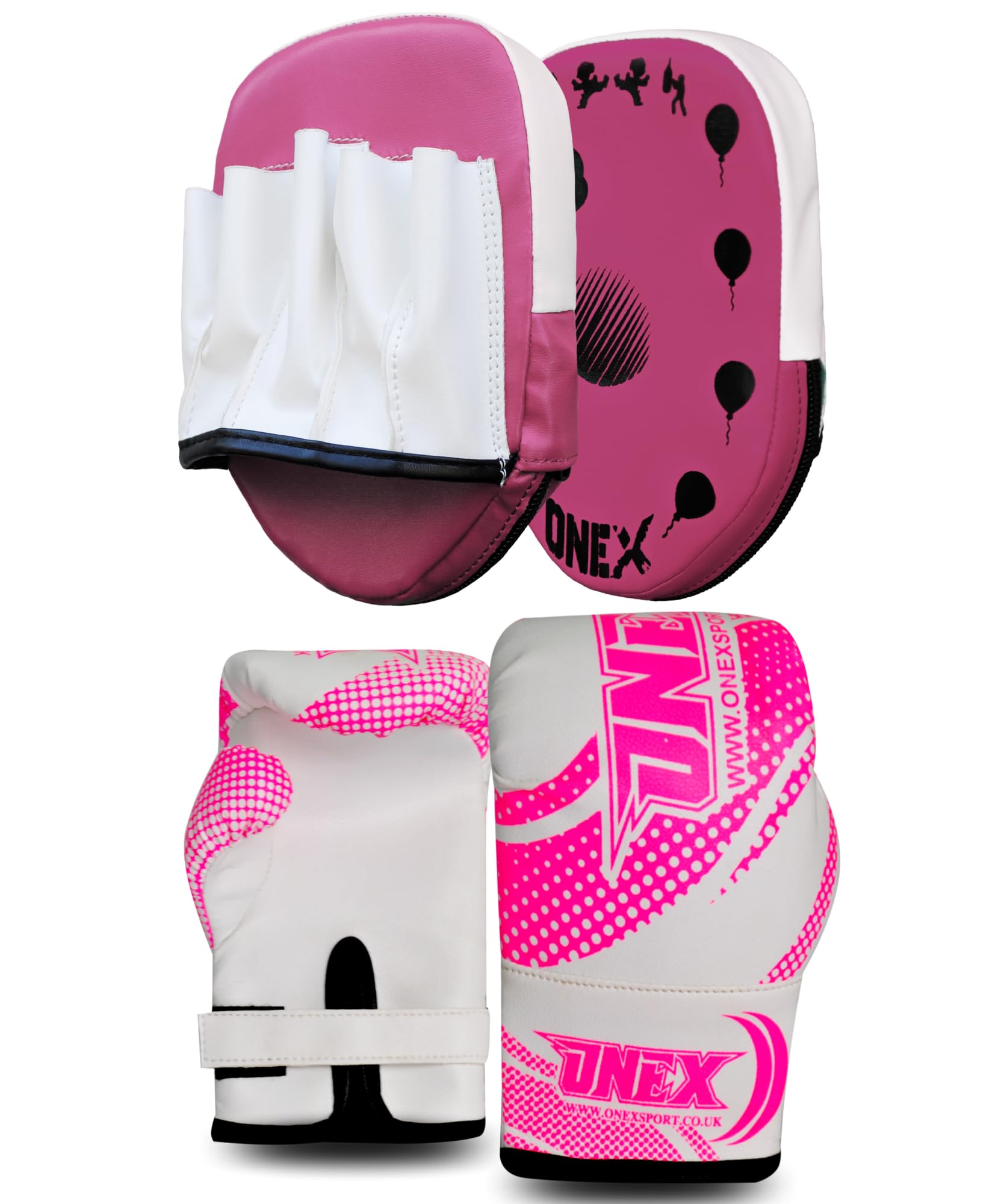 Toddler Boxing Set – Soft Boxing Gloves & Focus Pads for Ages 2-5 | Mini Training Kit for Boys & Girls | Safe, Non-Toxic Padding for MMA, Muay Thai & Kickboxing Practice (Pink/White)