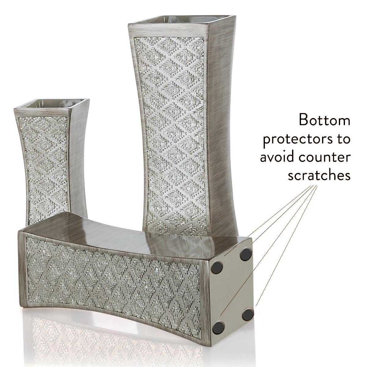 Dublin Lot de 3 vases à Fleurs – Centre de Table pour Table de Salle à Manger, vases décoratifs pour Salon, Chambre, Cuisine et Plus Encore emballés dans Un Coffret Cadeau (Argent brossé)
