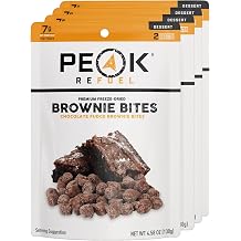 Peak Refuel Fudge Brownie Dessert Bites 4-Pack | Freeze Dried Backpacking and Camping Food | Tasty Trail Treat | High Protein Snack Packs