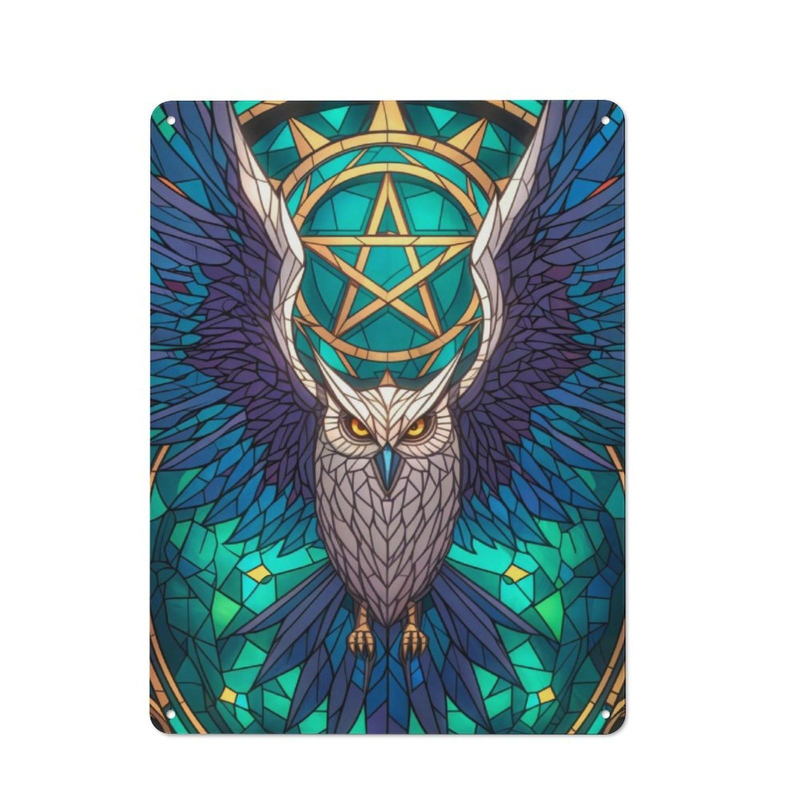Junmoney Enchanted Owl For Home Office Or Studio, Retro Metal Wall Sign 40X30cm, For Vintage Wall Decor Fans, For Metal Sign Collectors