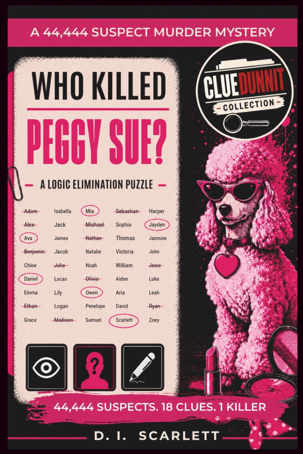Who Killed Peggy Sue? 44,444 SUSPECT Murder Mystery | Logic Elimination Puzzle | CLUEDUNNIT COLLECTION©