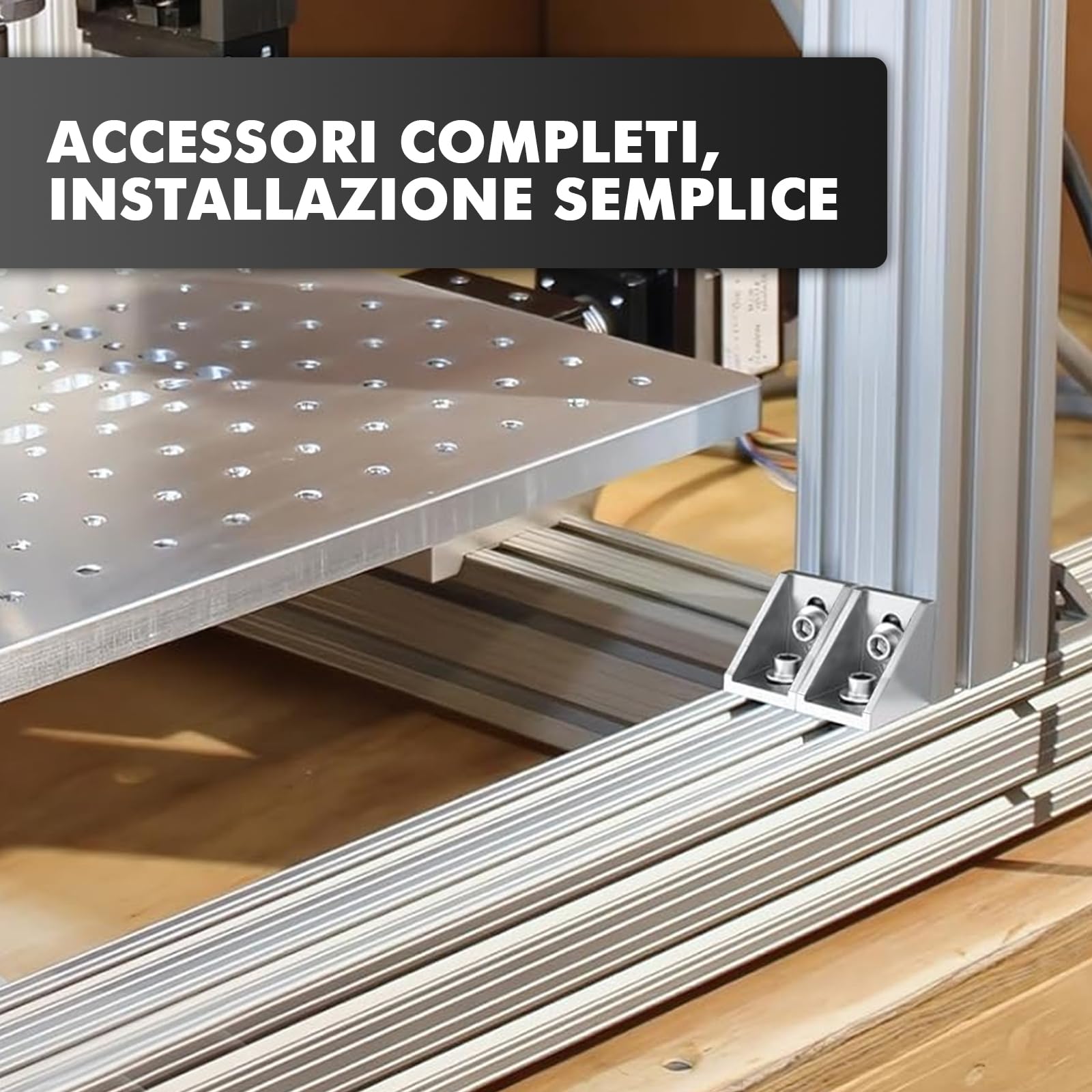 Profilo in Alluminio Angolare 20x20mm 12pz Connettore Angolare 90 Gradi