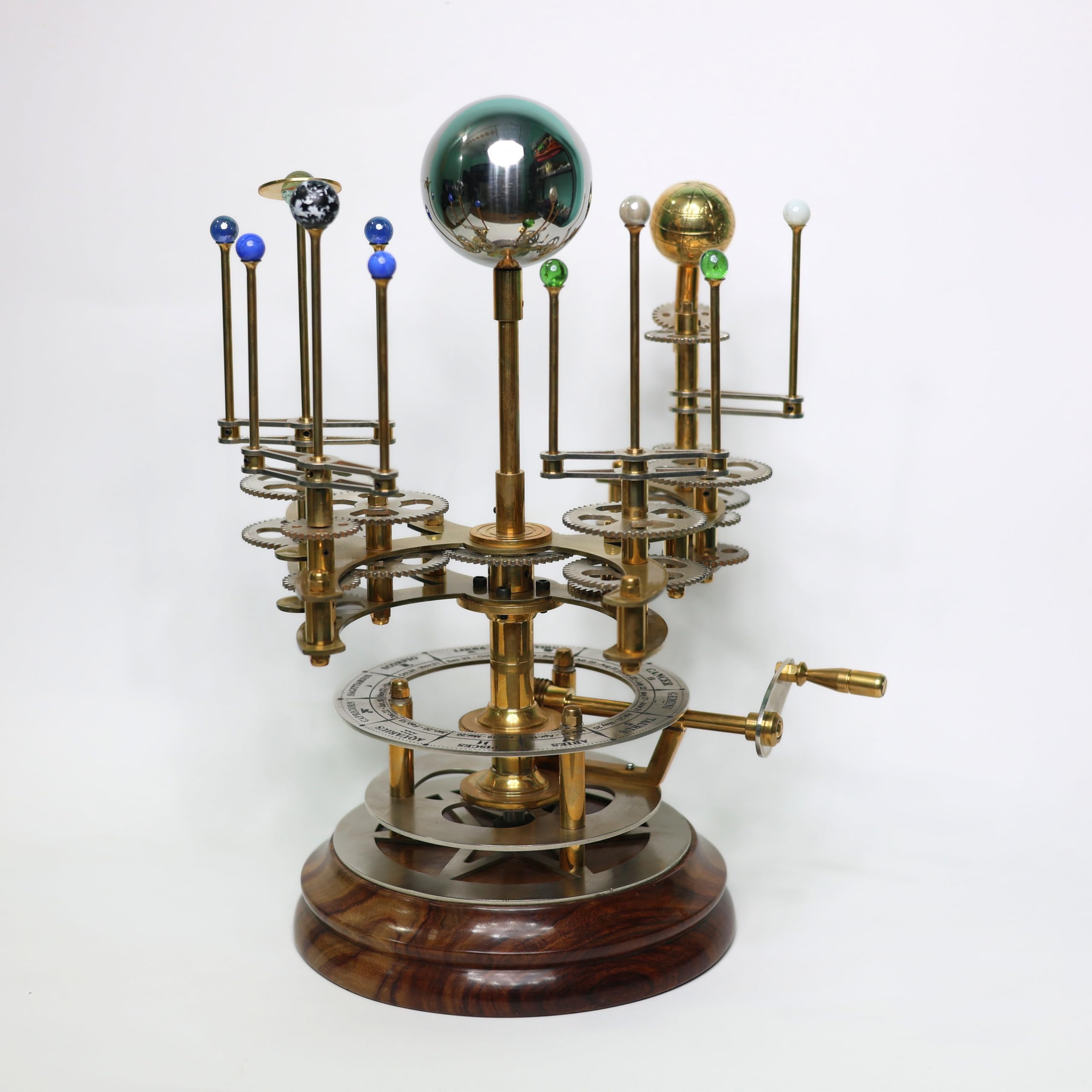 Cosmos Museum Brass Frame Orrery – Handcrafted Functional Tellurion | Luxury Solar System Model for Astronomy Enthusiasts, Collectors, and Home & Office Decor