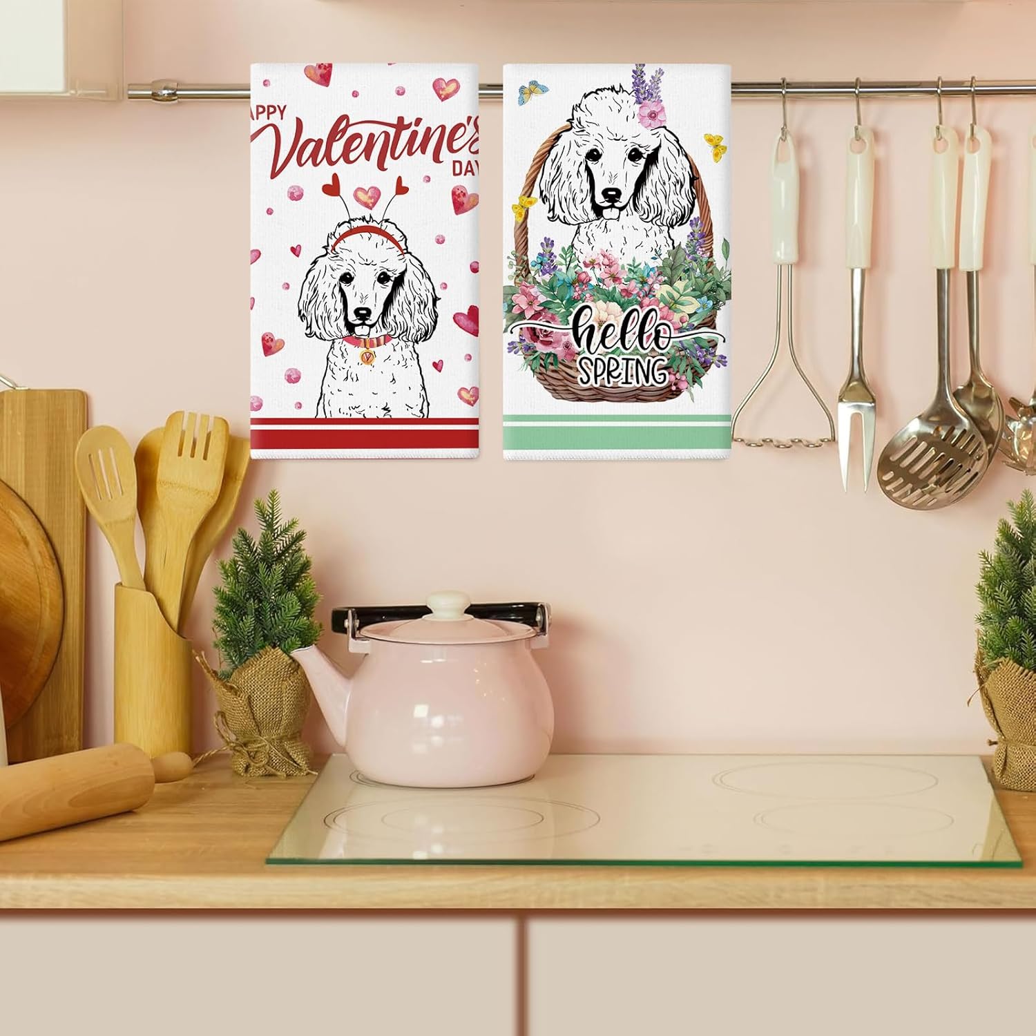 11 Pcs Poodle Dog Kitchen Towels 14x21 Inch Puppy Dog Dish Towels Seasonal Christmas Holiday Hand Towels for Home Kitchen Bathroom Decoration - Image 3