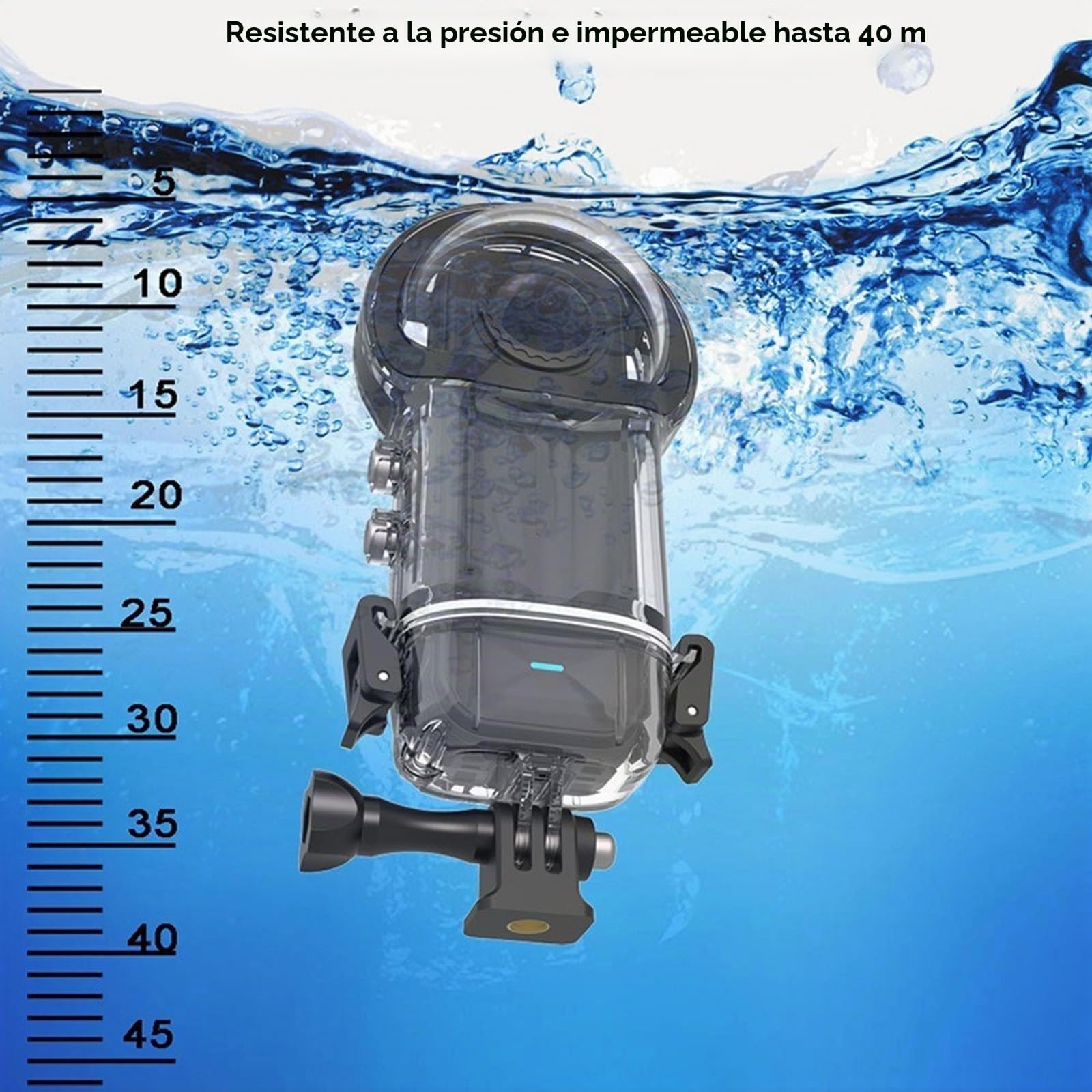 Funda impermeable de 40 m para cámara panorámica Insta360 X5, funda de buceo subacuática, carcasa protectora para buceo con interfaces de expansión y adaptador de puerto de tornillo de 1/4