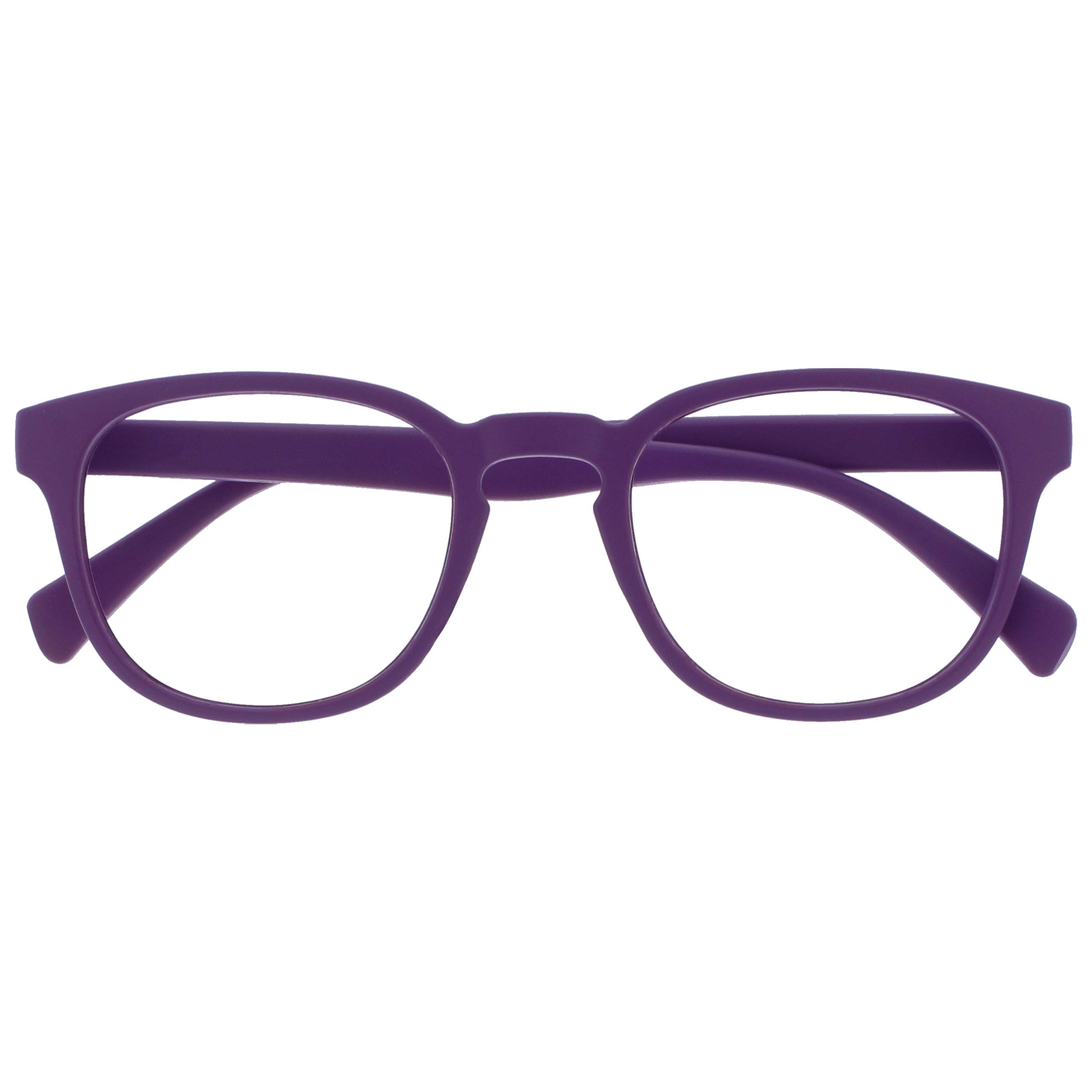 OPULIZE POP Reading Glasses for Women Men,Scratch Resistant Round Matt Frame with Spring Hinges, Purple +1.00 (Pack of 1)