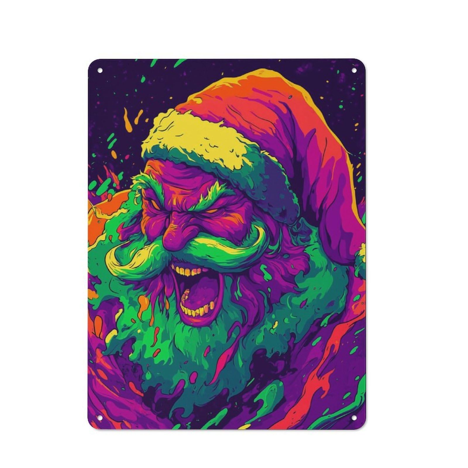 Junmoney Trippy Santa Claus For Lounge Or Reading Corner, Rustic Tin Sign 40X30cm, For Home Interiors, Feature Walls And Decorative Displays