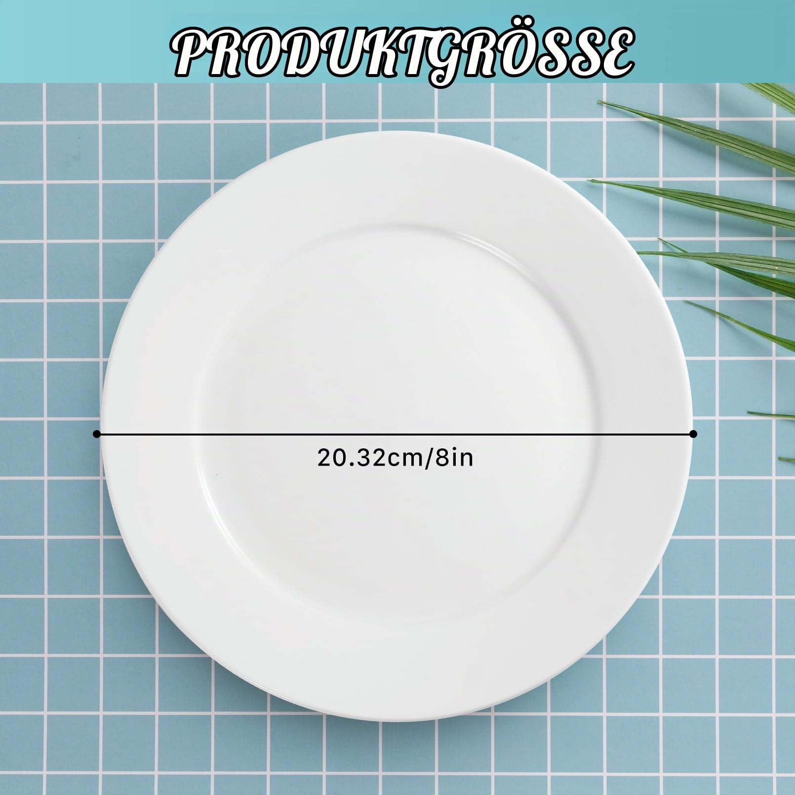 12 Stück Dessertteller, Keramik Teller Set, 20,32 Cm, Weiß, Rund
