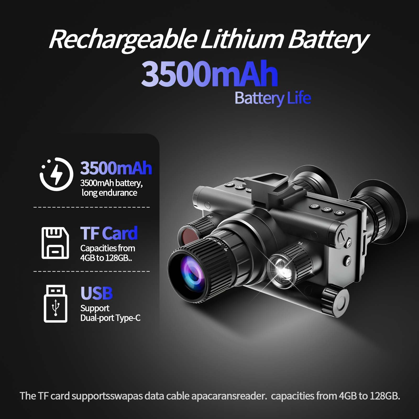 4K Digital Infrared Head Mounted Night Vision Goggles per adulti, occhiali termici tattici militari binocoli per visione notturna con scheda di memoria 32G