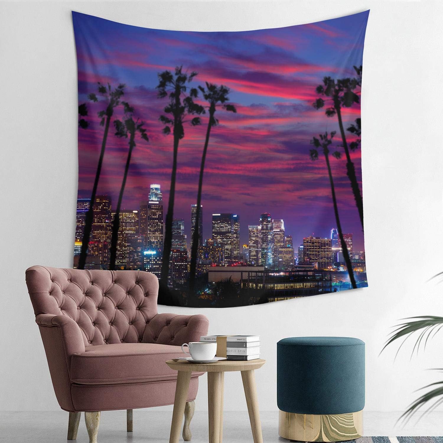 Amazon.co.jp タペストリー Los Angeles Palm Trees Sunset Skyline California